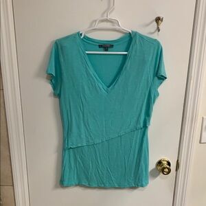 Lisa Rinna Collection Green Asymmetrical Cap Sleeve Tee